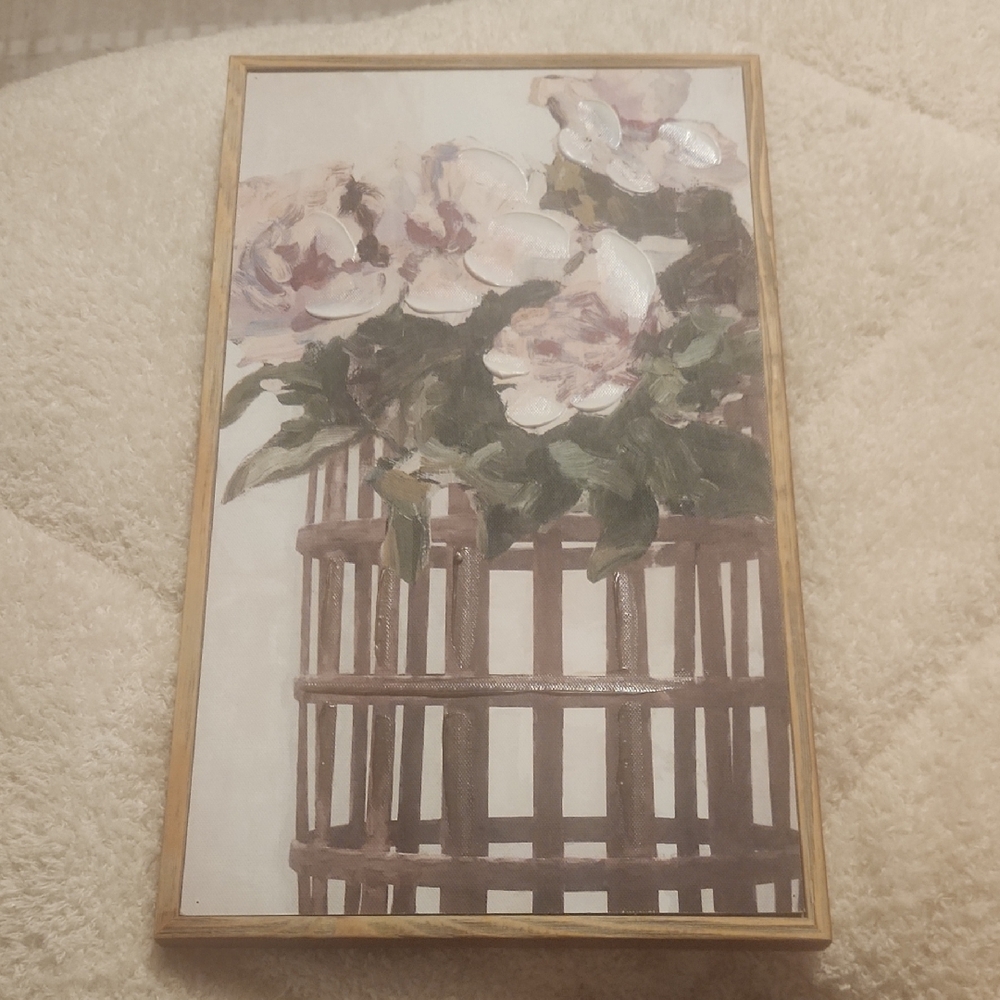 Floral Wall Art with Wooden Frame